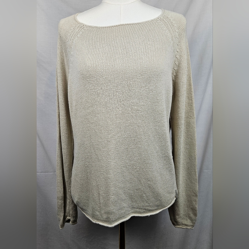 Vintage Calvin Klein Beige Tight Knit Sweater Med Preppy Classic Minimalist‎